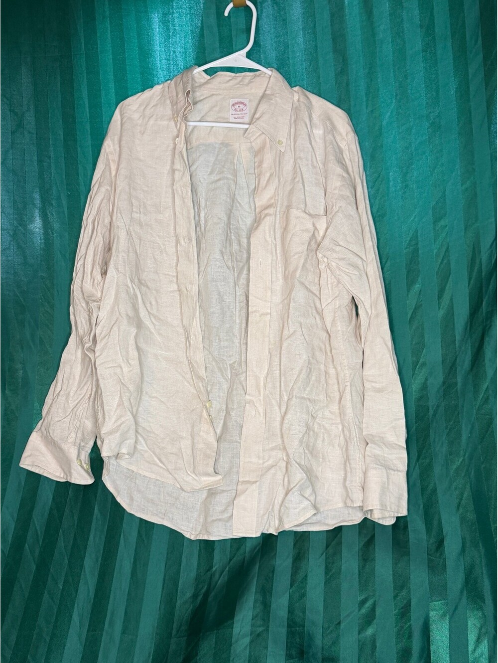 Vintage Brooks Brothers Cream Linen Shirt Est 1818 Off White Button Down Med M